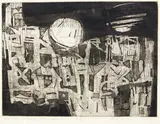 Abdul Djalil Pirous, Moonlight over Kampung, etching, 2/10