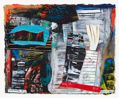 Jane Zusters, Surviving It, mixed media and collage on paper