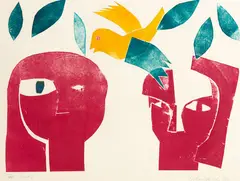 Victoria Edwards, Two Heads, screenprint