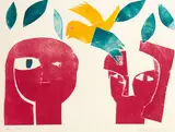 Victoria Edwards, Two Heads, screenprint