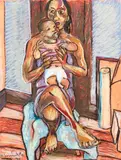 Murray Grimsdale, Mother and Child, pastel on paper