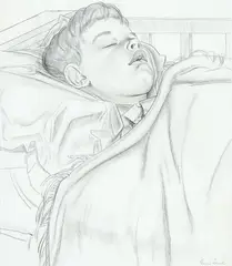 George Woods, Sleeping Boy, graphite on paper