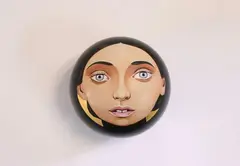 Untitled by Peter Stichbury, acrylic and 23 carat gold leaf on found lawn bowl, sold Aug 2018