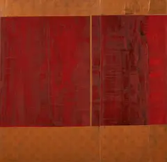 Stephen Bambury, ‘Forbidden City’, oxidised copper leaf and acrylic on aluminium, two panels