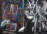 Handrail of Language by John Reynolds, oilstick on builder’s paper, sold Aug 2018