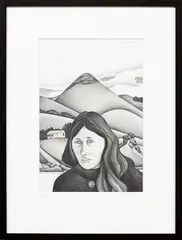 Robin White, Self Portrait with Harbour Cone, graphite on paper