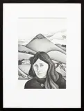 Robin White, Self Portrait with Harbour Cone, graphite on paper