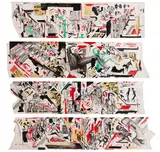 Bill Hammond, All Tomorrows Parties, acrylic on wallpaper, four panels