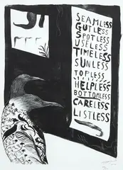 Untitled by Bill Hammond, lithograph, 34/100, sold Jul 2018
