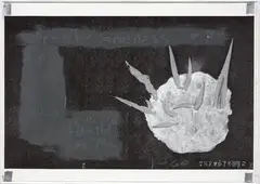 Thought No. 7682 by et al., digital print with applied acrylic, oilstick and duct tape (2006), sold Jul 2018