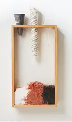 Julia Morison, I Ching, They are as good as over now, mixed media in artist's vitrine
