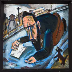 Nigel Brown, A Poet in Your Street, oil on board