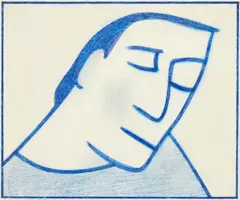Untitled – Portrait of a Man by Barry Lett, ink on cotton, sold Jul 2018