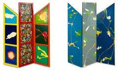 Pat Hanly, Untitled from the Pure Painting Series, acrylic, enamel and screenprint on three shaped boards
