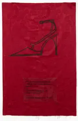 Jacqueline Fraser, 39. A portrait of that fluted head cracked […], marker pen on brocade fabric, acrylic and pins