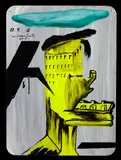 Bill Hammond, D. T 6, acrylic on found aluminium baking tray