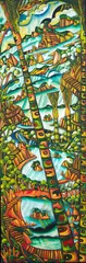 Untitled – View of Piha by Dean Buchanan, oil on hessian, sold Jul 2018
