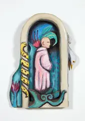 Decision by Christine Dunn, acrylic on carved wood, offered Jul 2018
