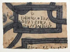 Charlotte Graham, Kupu Waimaori Tuatahi No. 6, ink, shellac and bitumen on paper