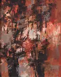 Vivian Lynn, Tree Fire, oil and wax on board