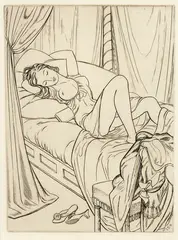 John Buckland Wright, Untitled – Reclining Woman, etching