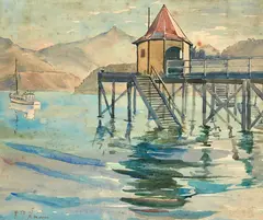 Eana B. Jeans, Akaroa, watercolour