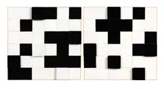Ben Corban, Arbitrary Selection, felt on plywood, diptych