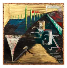 Bill Hammond, Hacking the Pace, oil on copper in artist’s original frame