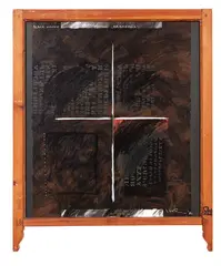 Ralph Hotere, Black Window: Towards Aramoana, acrylic on board in colonial sash window frame