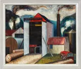 John Tole, Timber Mill near Rotorua, oil on board, circa 1955