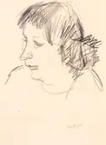 Toss Woollaston, Head of Milly Paris, graphite on paper