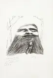 Tony Fomison, Papatuenuku is out in the Cold: Those pine trees, they’ve got to go, lithograph on recycled paper, 15/16
