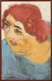 Toss Woollaston, Head of Milly Paris, oil on board
