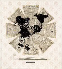 Ruth Watson, Convenient Repression, mixed media, wallpaper, plastic, metal and Perspex