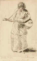 T. A. McCormack, Guitar Player, etching, circa 1930