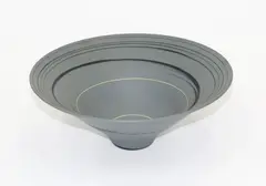 Flared agateware bowl by John Parker, in grey and black, sold Jun 2018