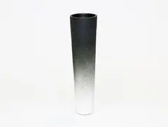 Leo King, Tall cylindrical ceramic vase, with black and white pigment to the unglazed body
