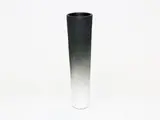 Leo King, Tall cylindrical ceramic vase, with black and white pigment to the unglazed body