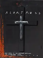 Albatross VI by Peter James Smith, oil, enamel & chrome crucifix on oak panel, sold May 2018