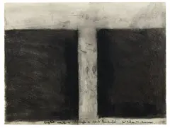 Colin McCahon, Light Falling Through a Dark Landscape, charcoal on paper