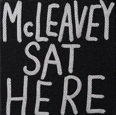 McLeavey sat here by John Reynolds, paint marker on canvas, edition of 45, sold May 2018