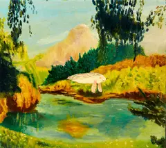 Wish you Were Here by Saskia Leek, oil and lacquer on board, sold May 2018