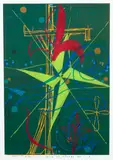 John Reynolds, Cook at Tolaga Bay, screenprint with applied pigment