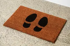 Peter Tyndall, A Person Looks At a Work Of Art/someone looks at something…, lithograph on doormat