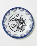 A Constructed World, Costracted World Plate, melamine, permanent marker and china plate