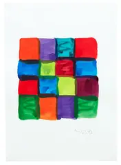 Untitled (Abstract) by Michael Smither, acrylic on paper, sold May 2018