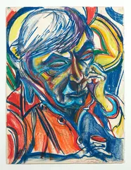 Philip Clairmont, Study for Portrait of Hamish Keith, pastel on paper