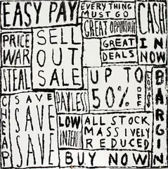 Easy Pay by Peter Robinson, acrylic and oilstick on plywood, offered Apr 2018