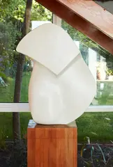 Tanya Ashken, White Torso, carrara marble on wooden plinth, 1966
