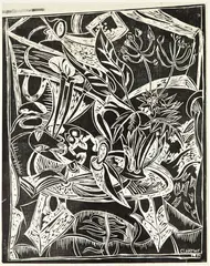 Philip Clairmont, Large Still Life with Objects, linocut, 4/5